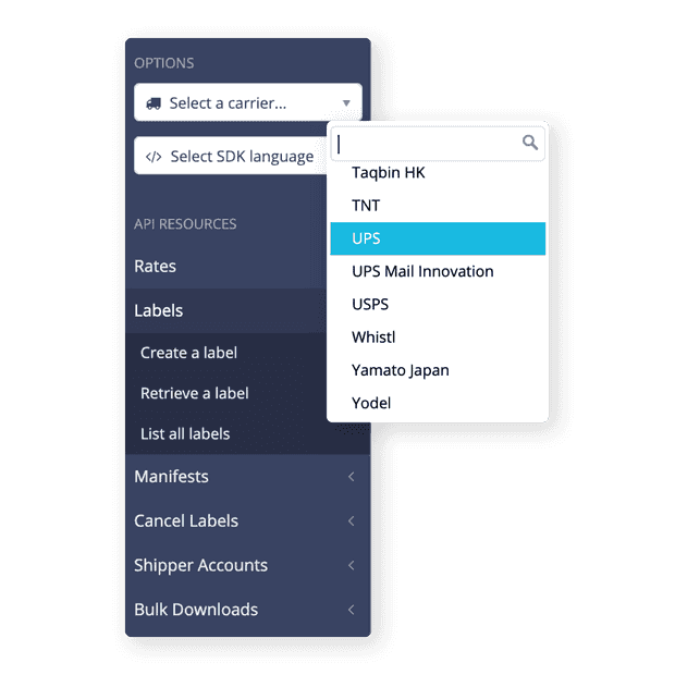 Multi-carrier shipping APIs