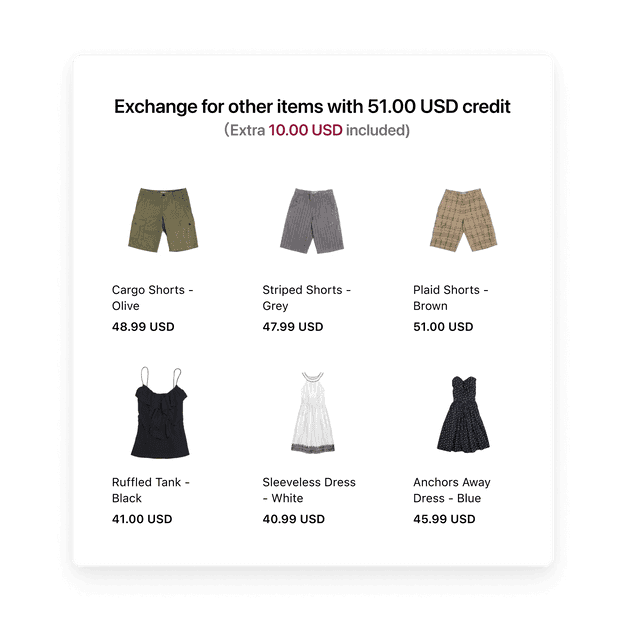 Exchange for any product