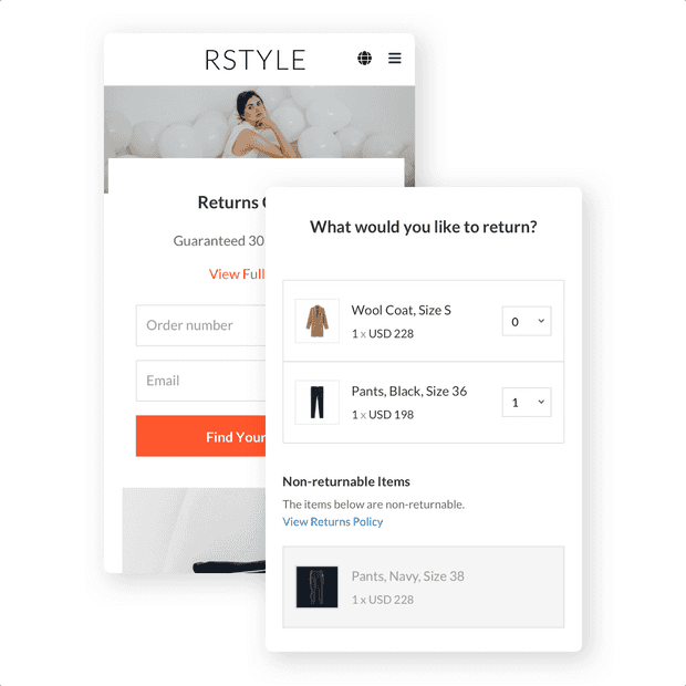 Branded returns page